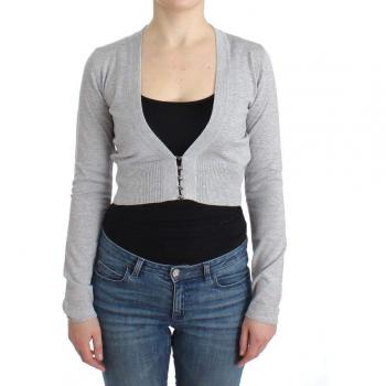 Gray Cropped Wool Cardigan
