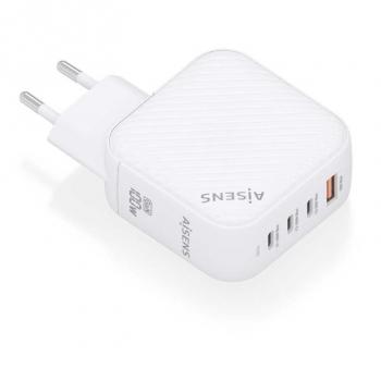 Aisens Wall Charger 100W – 3×USB‑C (PD3.0/QC4.0) & 1×USB‑A (QC3.0)