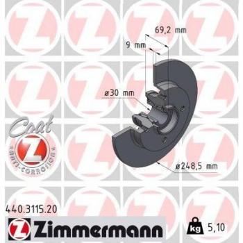 ZIMMERMANN 440.3115.20 Plaque de frein
