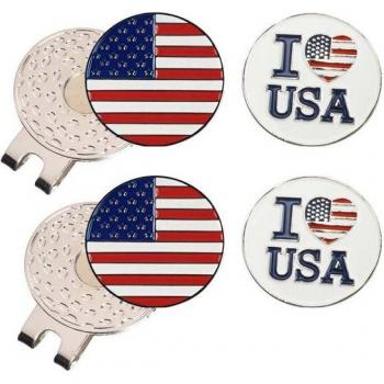 Removable Magnetic Golf Cap Clip with 4 Markers