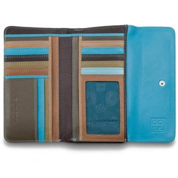 DUDU Portafoglio da donna in pelle morbida multicolore Marrone scuro