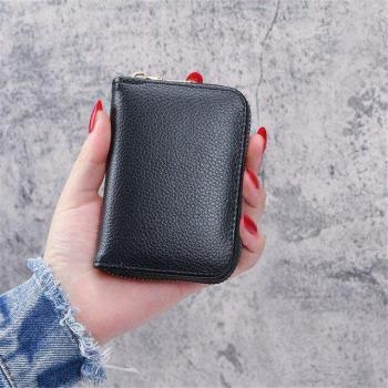 Men's and Women's PU Leather Card Holder with Zipper