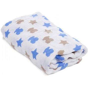 Muselina con funda estampada osos y estrellas beige