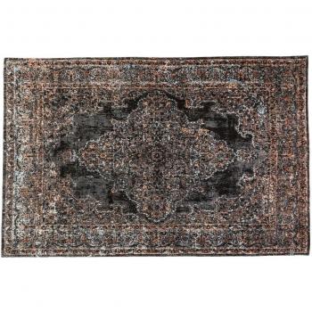 Tapis Chic Kare Design 300x200 en Coton Noir et Orange