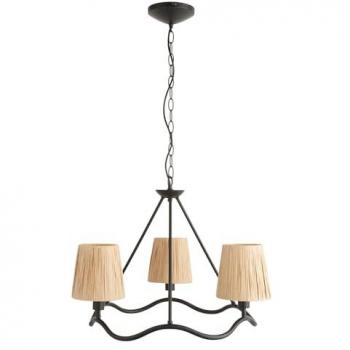 ENDON Wriggle Multi Arm Pendant Ceiling Light Matt Black Natural Raffia