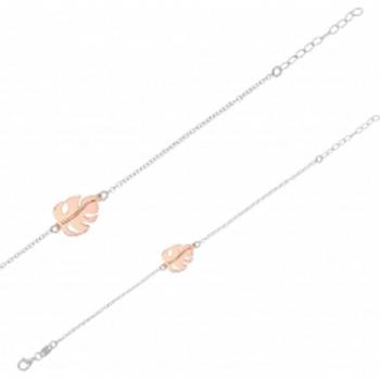 Pink Rhodium Jungle Bracelet with Monstera Rose Design – Les Trésors De Lily R5006