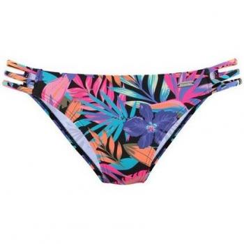 Bikini Pitch Nera con Blu Ciano, Prugna e Rosa Neon