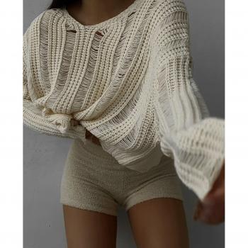 Bohemai Openwork Crop Top in Beige