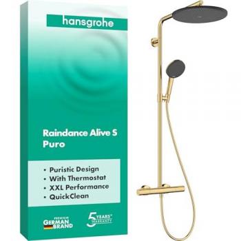 Sistema de Ducha Raindance Alive S Puro 300 1Jet con Elemento Ecostat (24592990) – Oro Pulido