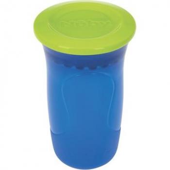 Gobelet d'apprentissage rotatif Nûby pour enfants dès 6 mois, contenance de 300 ml, bleu