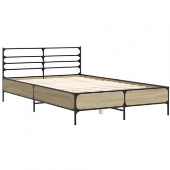 VidaXL Bed Frame Sonoma Oak 120x200 cm Engineered Wood and Metal