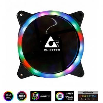 Ventilatore RGB Chieftec AF-12RGB 120mm con connettore a 6 pin per sistemi di raffreddamento computer, Nero