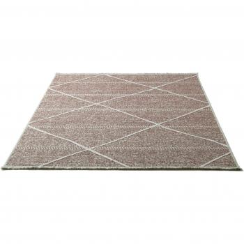 Rautenmotiv Teppich Braderup, Sansibar, 2 mm Höhe, Fransen
