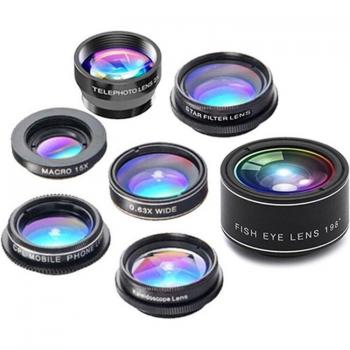 Kit Fotográfico 7‑en‑1 para Teléfonos: Lente Grande + Ojo de Pez + Efectos