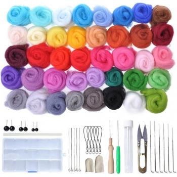 40 Color Wool Felting Kit with Replacement Needles for Dolls