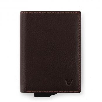 Portacarte di credito in pelle con RFID, Marrone / TU