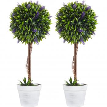 Faux Lavender Ball Trees Set of 2 for Home and Garden Use