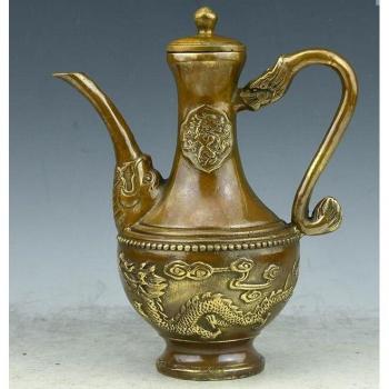 Copper Dragon Teapot with Eight Kettles