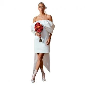 Statement Bardot Taffeta Mini Gown – Ivory