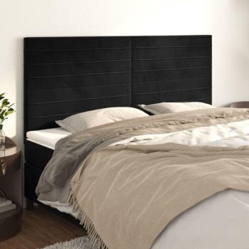 Têtes de Lit Design Velours Noir 4 pcs 100x5x78/88 cm