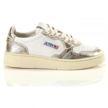 AUTRY White Laced Logo Patch Trainers for Women
