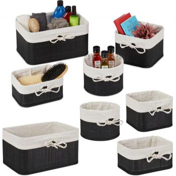 Relaxdays Contenitori in Bambù 8 unità armadio