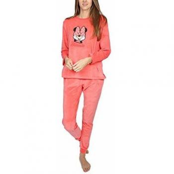 Minnie Bow Pijama Disney Manga Larga Velour Topos Mujer Color Peach Talla S