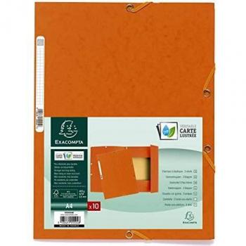 Exacompta 55504E Cartelle con Elastici, 24x32 cm, Arancio