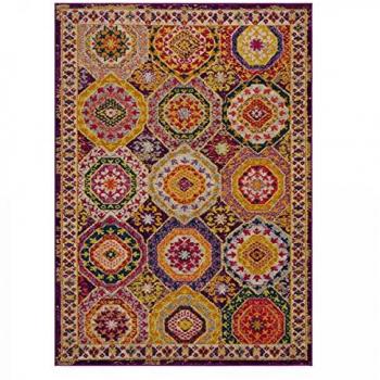 Unamourdetapis Tapis Pecha Rouge Jaune