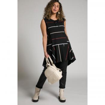 Top smanicato lungo righe Donna Nero 56/58 Cotone