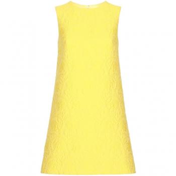 Dolce & Gabbana Short Floral Jacquard Mini Dress | Yellow | Size XS