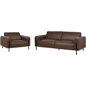 Divano 4 Posti Marrone Scuro Set Beliani – Stile Moderno