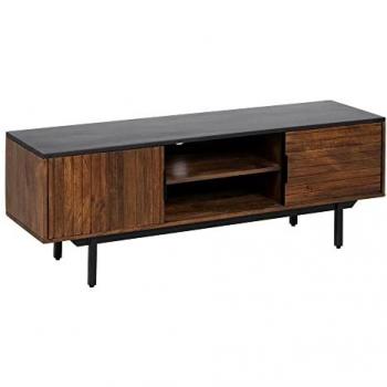 Commode TV Abner Marron noir, design bois de manguier