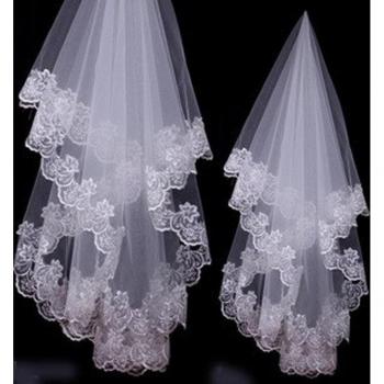 Weißer Hochzeitsschleier aus Elfenbein, Spitzen