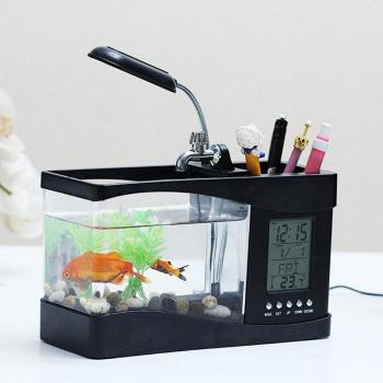 LED Light Mini Fish Tank with Display