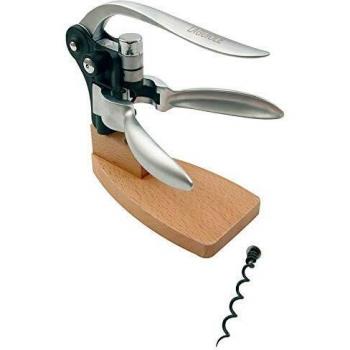 Tire-bouchon à levier avec crémaillère et socle en bois de Zelkova, modèle Laguiole