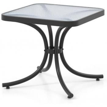 Verre Trempé 50 cm – Table de Jardin Carrée avec Cadre Noir
