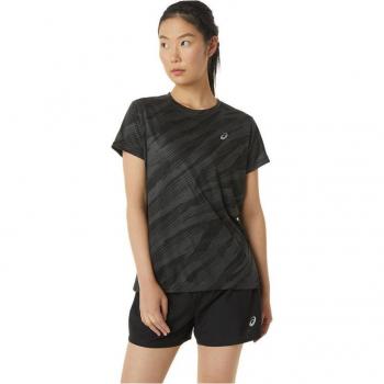 Asics Damen Laufshirt Core All Over Print Schwarz