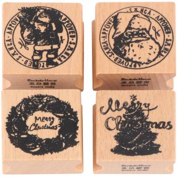 Timbre de Noël en bois 4×3 cm – Ensemble Nativité enfant