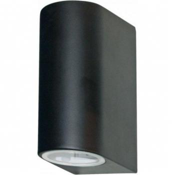 Luce d’Ingresso Eiffel in Alluminio Nero con Vetro Cristallino – 2 Lampadine GU10
