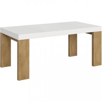 Mesa Extensible 90x118/284 cm con Diseño Roxell Mix Tapa Fresno Blanco y Patas Roble Nature
