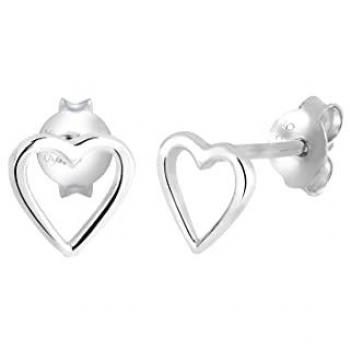 Elli Paar Ohrstecker Herz 1 ct 925 Silber