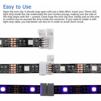 Magneto‑Conector de Tiras LED 4 Pin, 10 mm – 72 W RGB 5050