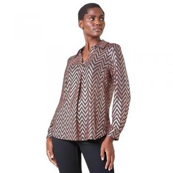 Zig Zag Sequin Stretch Shirt for Women