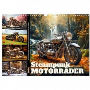 Steampunk Motorräder Wandkalender 2024 DIN A3 quer