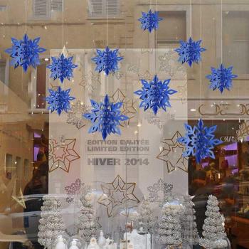 Set de 6 copos de nieve colgantes 3D para decoración del hogar