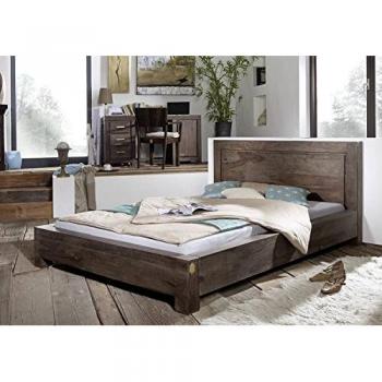 Stilvolles Sheesham‑Holzbett 140×200 cm in Grau
