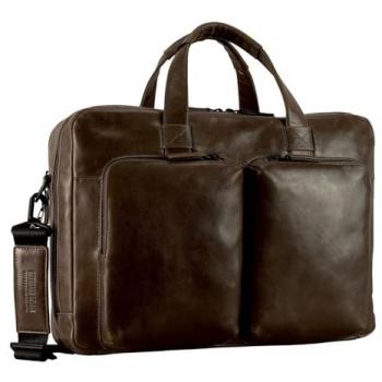 Leonhard Heyden Slimme 15” Laptoptas – grijs & bruine accenten