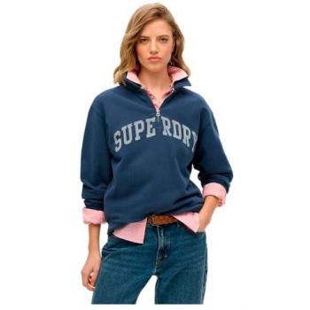 Half Zip Pull Superdry Femme Col Semi Zippé Bleu Marine