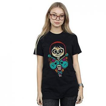 Disney Women's Coco Miguel Crossed Guitars Black Boyfriend Top